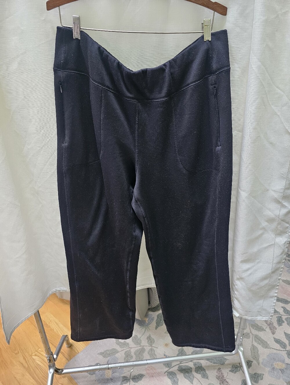 Lands' End Active Sport Thermaskin Fleece Lined Pants Black Women's Size XL (18)